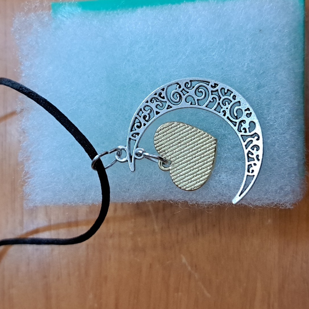 Crescent Moon Heart Necklace - Picture 5 of 5